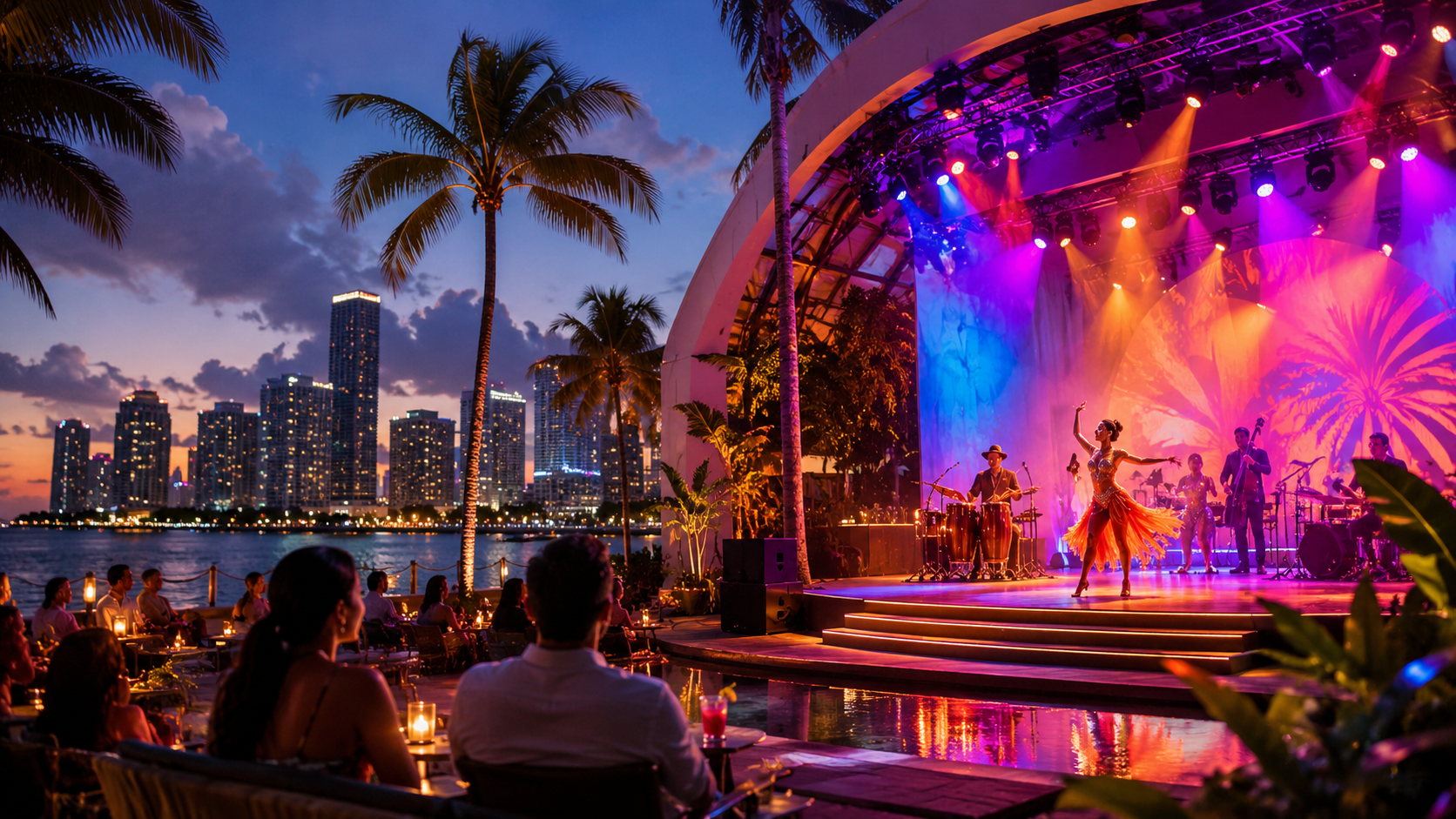 Miami waterfront performance scene for shows and experiences