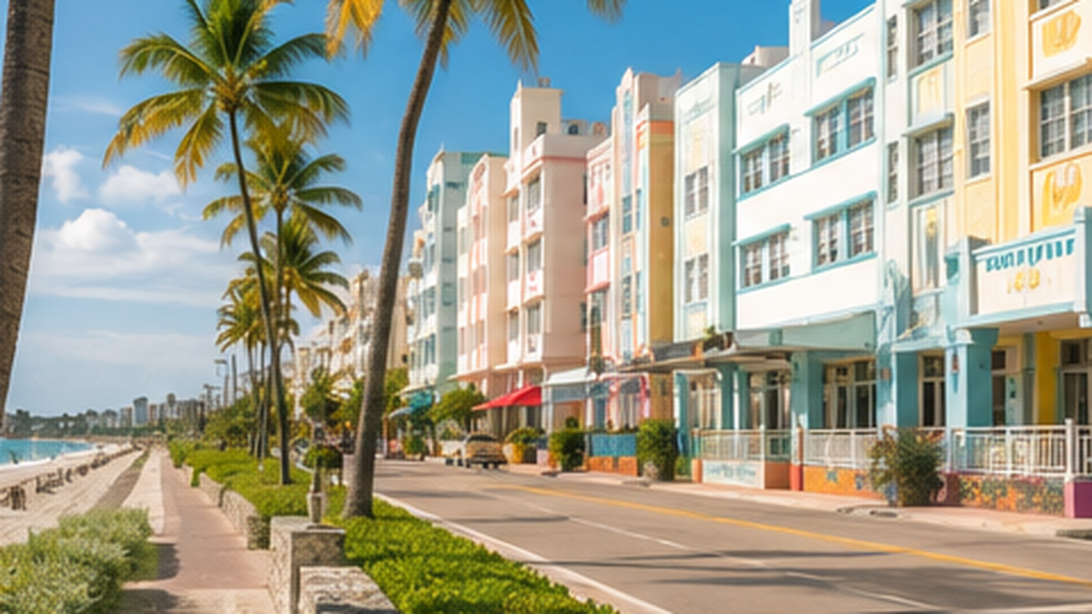 Miami Beach ocean and Art Deco area choice illustration